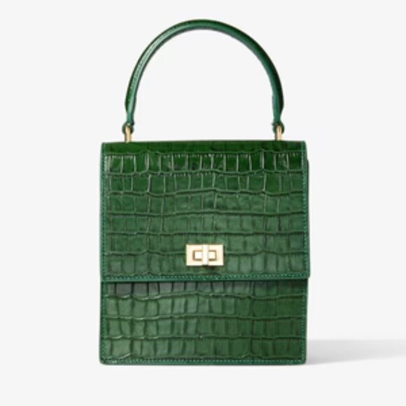 Neely & Chloe Handbags - Neely & Chloe Mini Lady Bag Croc Embossed Forest Green, NWT